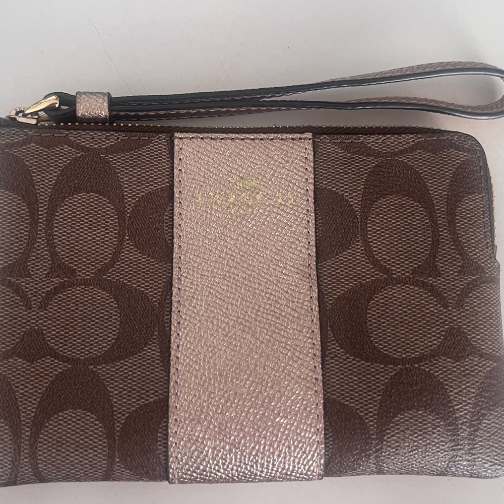 Coach Brown and Gold Wristlet